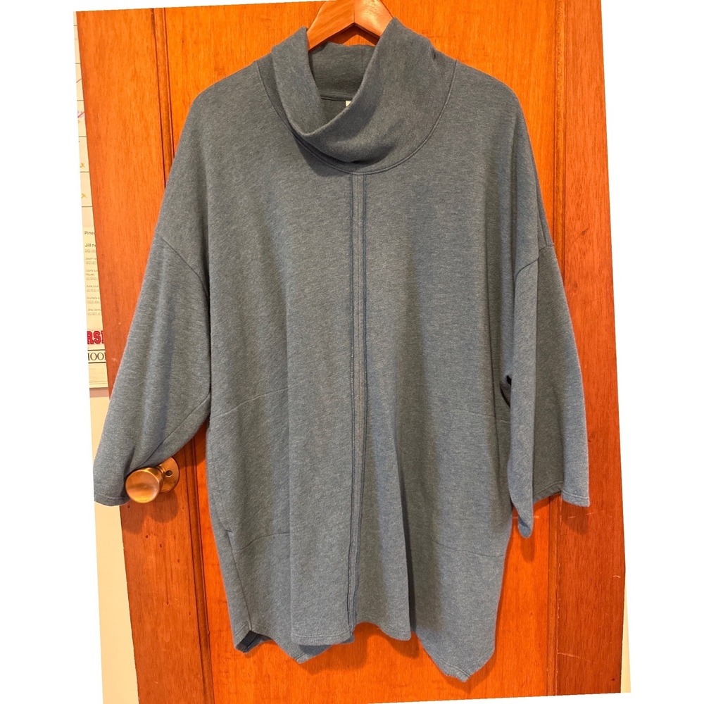 J. Jill PureJill teal blue tunic pockets Large‎ cowl relaxed drop shoulder